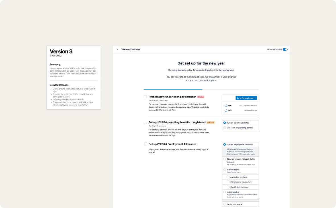 Bringing tasks inside the checklist Wireframe of checklist UI improvements